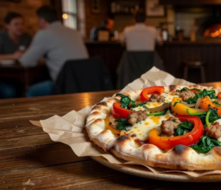 Wood-fired flatbread with seasonal toppings served in Cesstria's bistro.